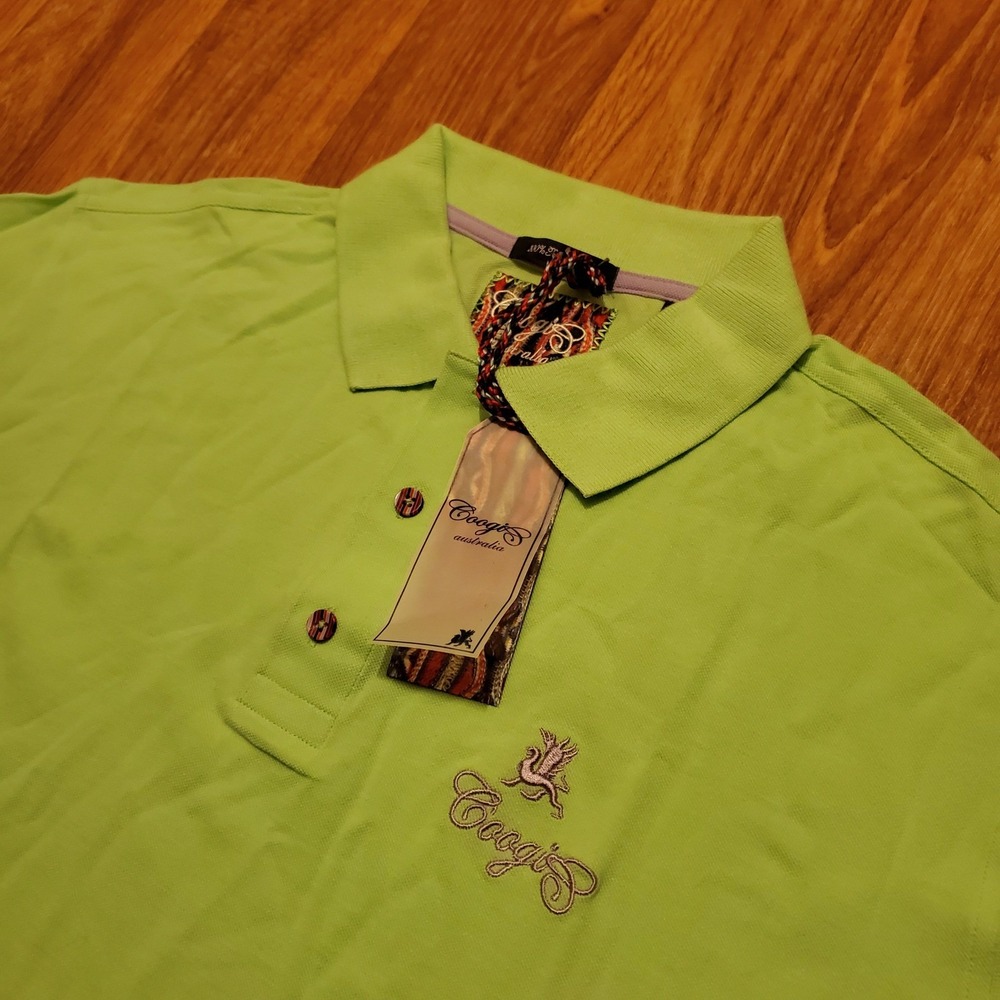 COOGI Australia Polo Shirt Men 2XL‎ Green Paradise Embroidered Pima Cotton New